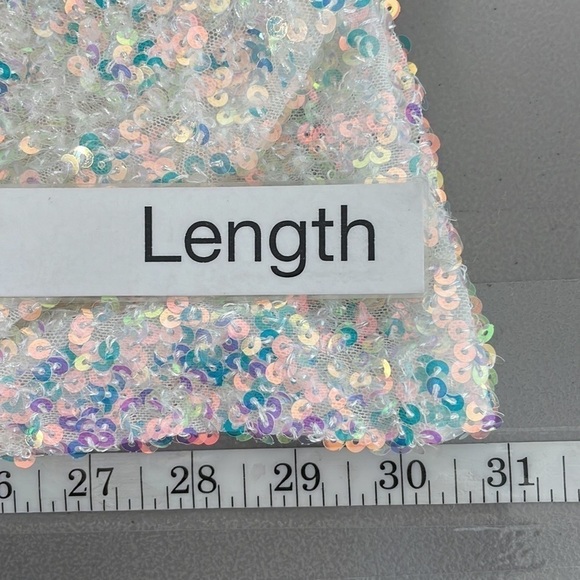 Mable Dress NWT Mini Sequin Sleeveless Scoop Neck Off White Pink Size Small - Picture 12 of 15